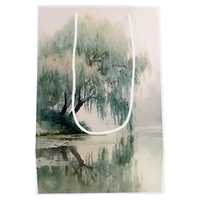 Sac Cadeau Moyen Arbre de saule serein réflexion Art de la nature ( (Dos)