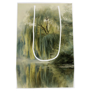 Sac Cadeau Moyen Arbre de saule serein Réflexion Nature Art (10)