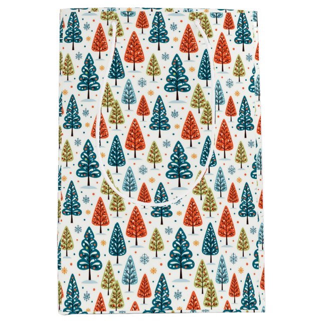 Sac Cadeau Moyen Arbres Colorés (Devant)