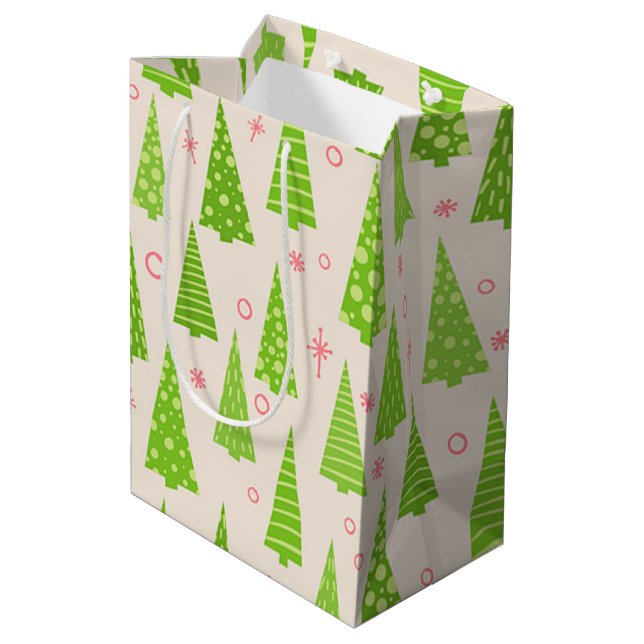 Sac Cadeau Moyen Arbres de Noël (Dos Angle)