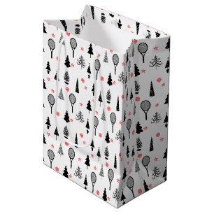 Sac Cadeau Moyen 🎄 arbres de Noël et 🎾 raquettes de tennis