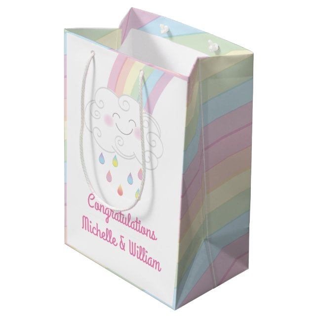 Sac Cadeau Moyen Arc-en-ciel Baby shower (Dos Angle)