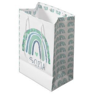 Sac Cadeau Moyen Arc-en-ciel bleu et vert à la menthe