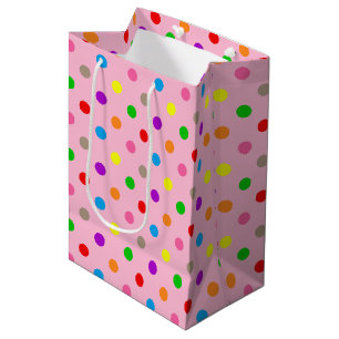 Sac Cadeau Moyen Arc-en-ciel Coloré Points Pink 