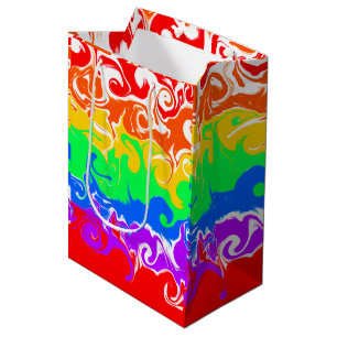 Sac Cadeau Moyen Arc en ciel Fluide Art Anniversaire