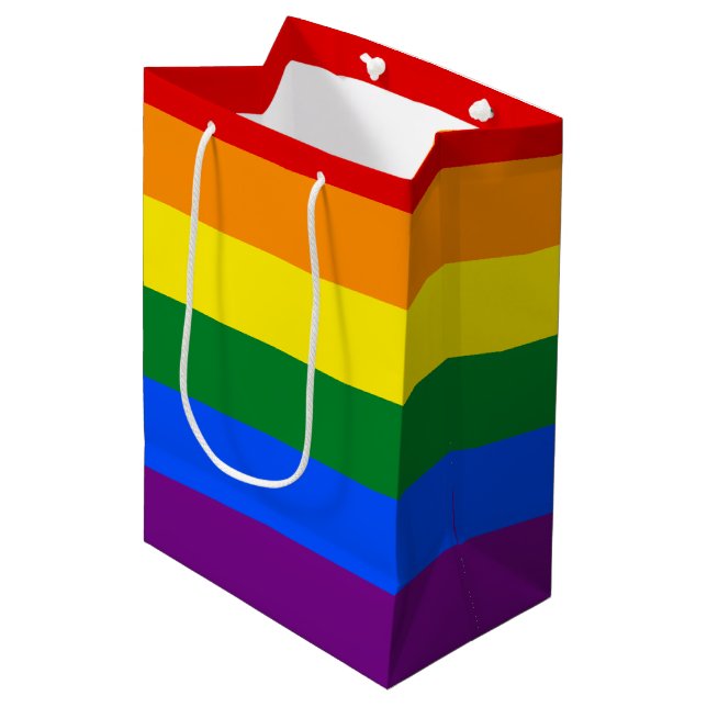 Sac Cadeau Moyen Arc-en-ciel LGBT Pride (Devant Angle)