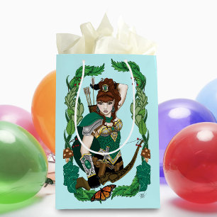 Sac Cadeau Moyen Archère Elfe de la Forêt Enchantée Verte Fantastiq