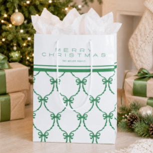 Sac Cadeau Moyen Arches Verts Coquette Monogram Joyeux Noël