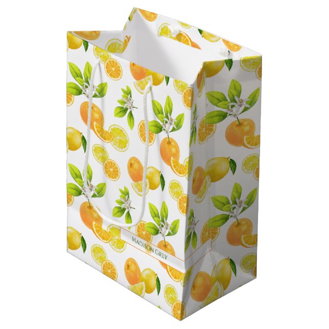 Sac Cadeau Moyen Arômes d'agrumes Oranges et citrons Patten (Devant Angle)