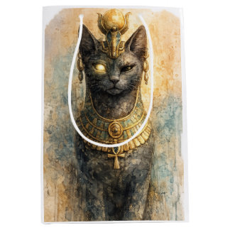 Sac Cadeau Moyen Art aquarelle de la déesse féline Bastet de l'Égyp