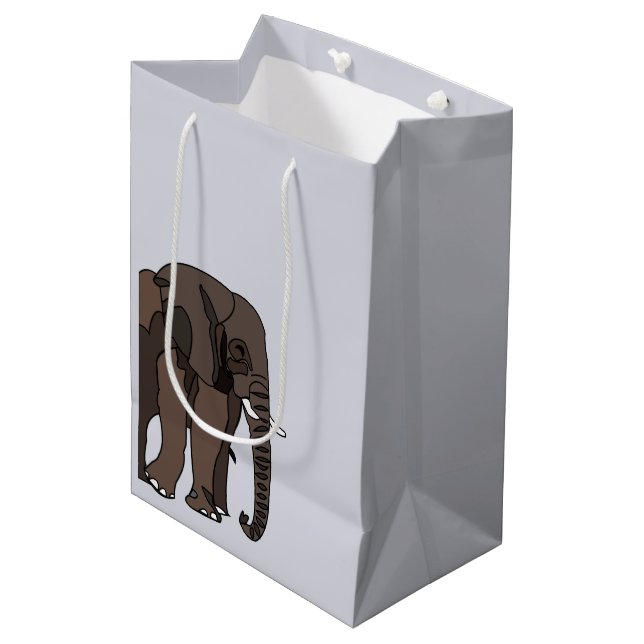 Sac Cadeau Moyen Art d'animaux éléphant (Devant Angle)