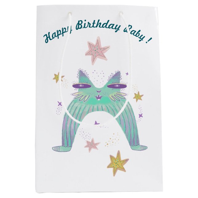 Sac Cadeau Moyen art de chat arc-en-ciel (Devant)