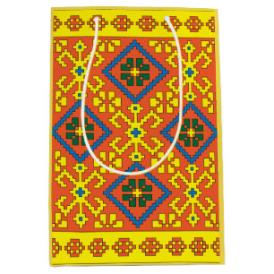 Sac Cadeau Moyen Art folklorique letton orange d'Alsunga