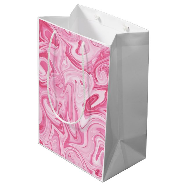 Sac Cadeau Moyen Art moderne de tourbillon de peinture rose amusant (Dos Angle)