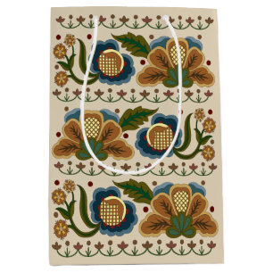 Sac Cadeau Moyen Art populaire floral vintage estonien broderie