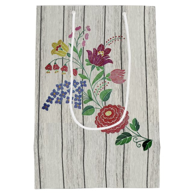 Sac Cadeau Moyen Art populaire hongrois Floral et Rustic Couple (Dos)