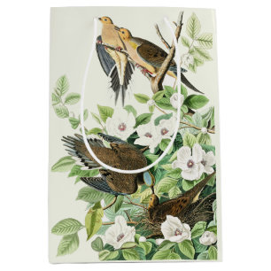 Sac Cadeau Moyen Art vintage Audubon Tourterelle triste Oiseau Fleu