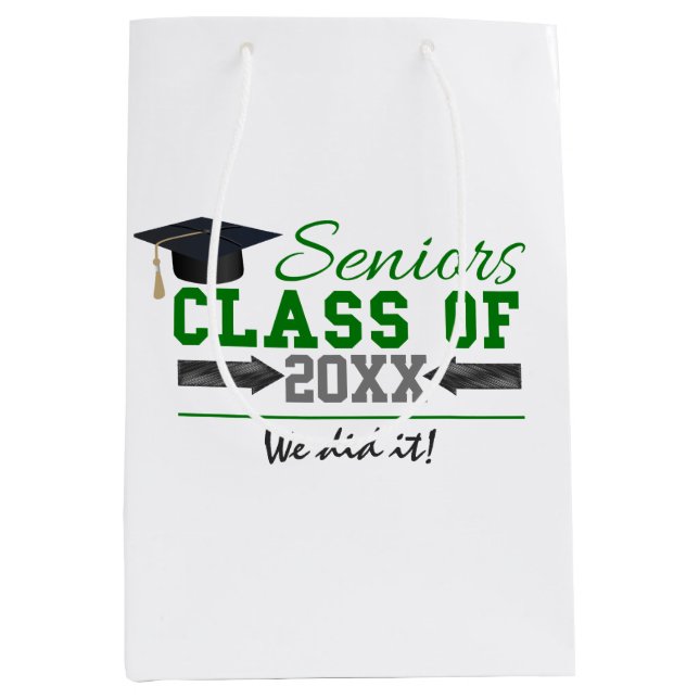 Sac Cadeau Moyen Articles de fin d'études vert et gris (Devant)