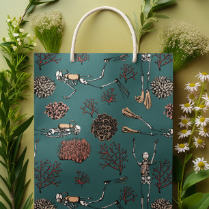 Sac Cadeau Moyen Artsy Bleu Baignade Planche Diver Dessin de corail