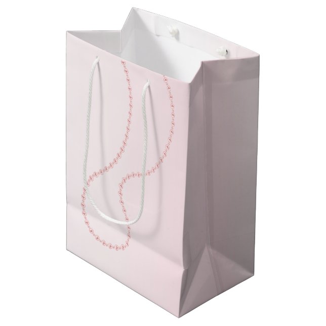 Sac Cadeau Moyen Assez Chic Colliers de Perles Roses pour une Marié (Devant Angle)