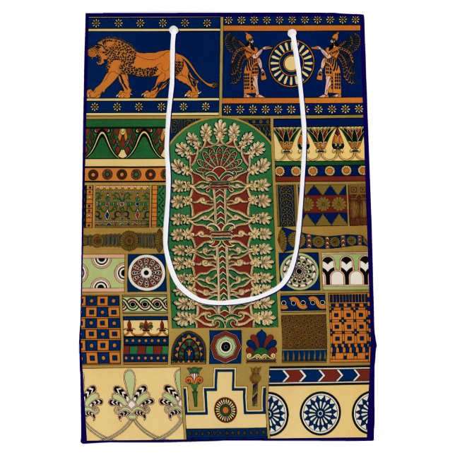 Sac Cadeau Moyen Assyrian Gold Lion, Sun & Ancient Angels Artistic (Dos)