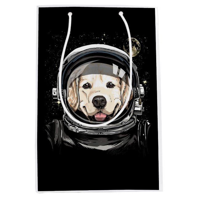 Sac Cadeau Moyen Astronaute De L'Espace Golden Retriever Lover Pet  (Devant)