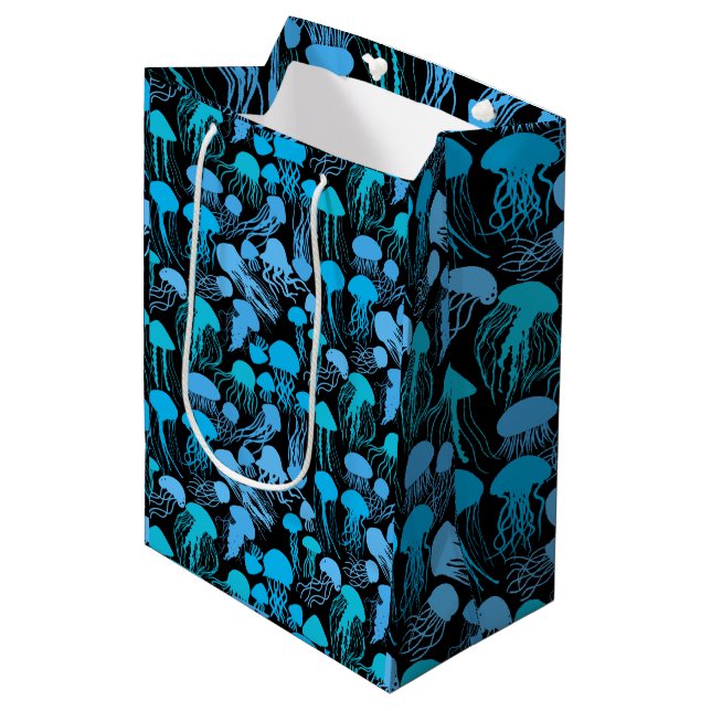 Sac Cadeau Moyen Attention aux méduses. L Blue.b Black BG (Devant Angle)