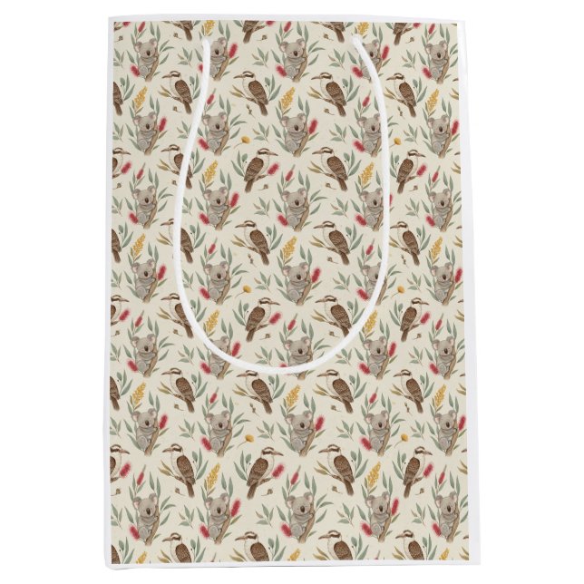 Sac Cadeau Moyen Australian Koalas, Kookaburras and Native Flora (Devant)