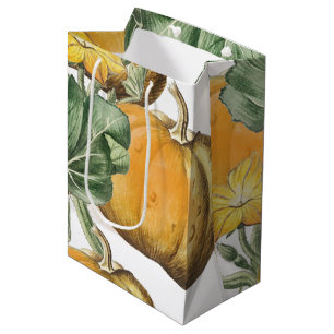Sac Cadeau Moyen Automne Aquarelle d'automne Citrouilles Vintages