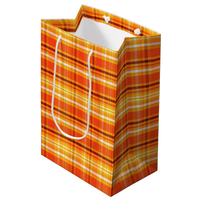 Sac Cadeau Moyen Automne Plaid (Devant Angle)