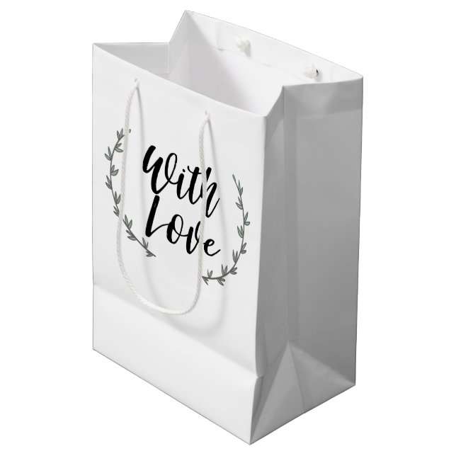 Sac Cadeau Moyen Avec amour branches florales champêtres de mariage (Devant Angle)