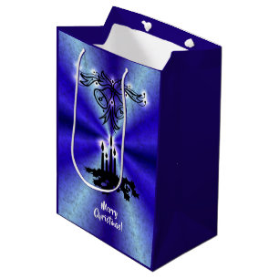 Sac Cadeau Moyen Avent, Artdeco de Noël sur Blue Green Rainbow