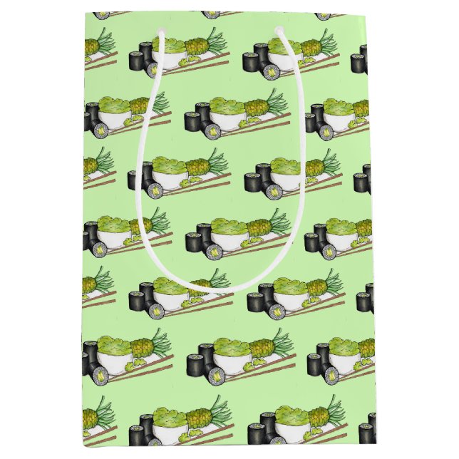 Sac Cadeau Moyen Avocado Rolls Wasabi Sushi Dîner Japonais (Devant)