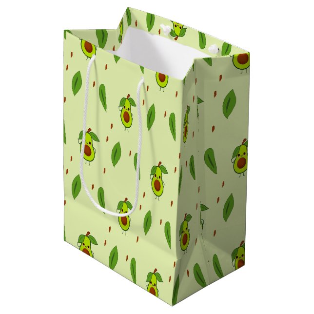Sac Cadeau Moyen Avocat Cute kawaii vert (Devant Angle)
