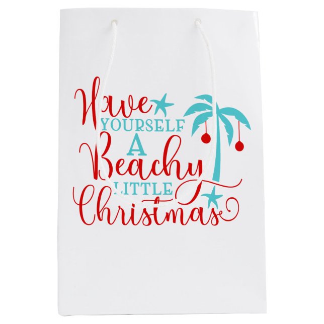 Sac Cadeau Moyen Ayez-vous un petit Noël de plage (Devant)