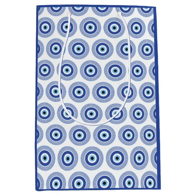 Sac Cadeau Moyen Aztec Cercle grec Clé mal Motif oeil bleu (Devant)