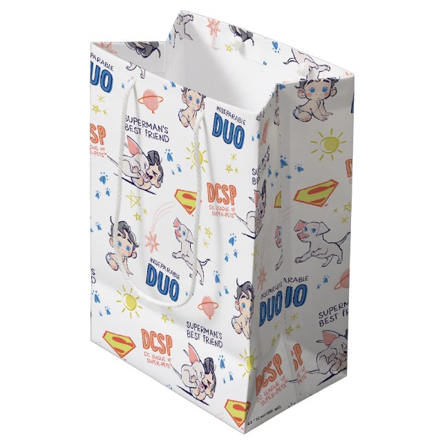 Sac Cadeau Moyen Baby Krypto & Superman Motif (Devant Angle)