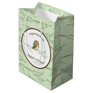 Sac Cadeau Moyen Baby shower animal de Owl Woodland