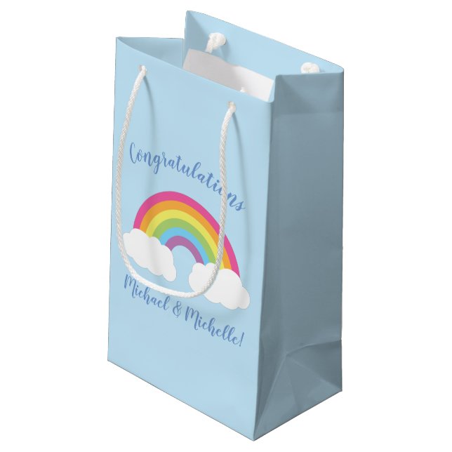 Sac cadeau moyen Baby shower arc-en-ciel (Dos Angle)