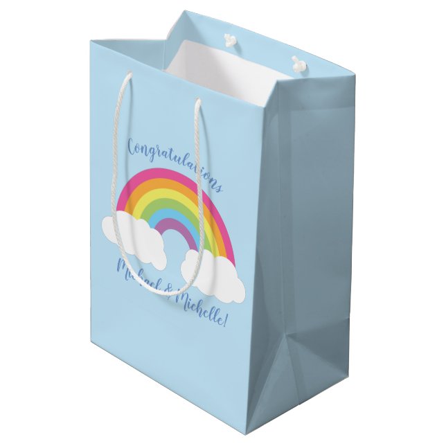 Sac Cadeau Moyen Baby shower arc-en-ciel (Dos Angle)