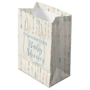 Sac Cadeau Moyen Baby shower Arrow Tribal Boho Pastel