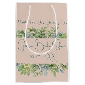 Sac Cadeau Moyen Baby shower botanique élégant personnalisé