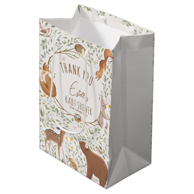 Sac Cadeau Moyen Baby shower d'amis de la forêt (Devant Angle)