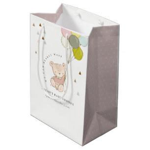 Sac Cadeau Moyen Baby shower de ballon d'ours d'attente blanc mou