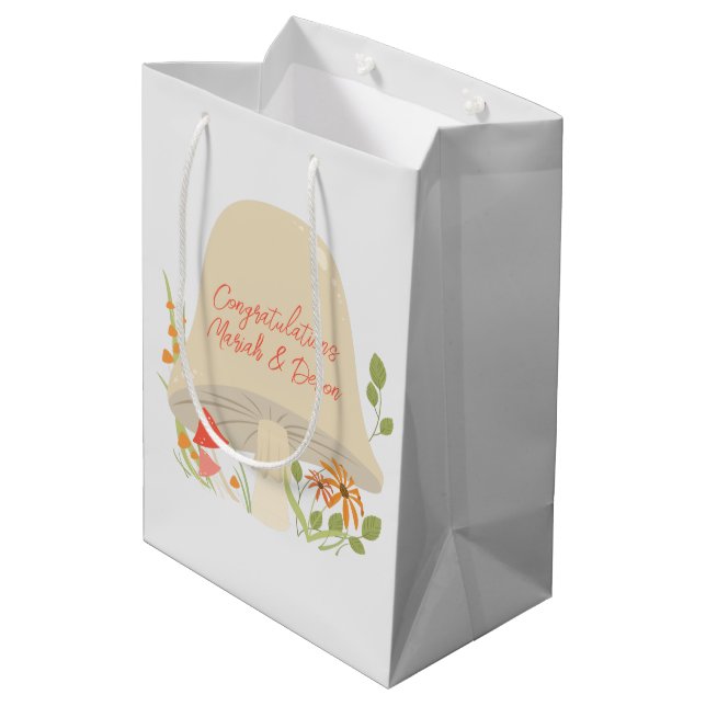 Sac Cadeau Moyen Baby shower de champignons des bois (Dos Angle)
