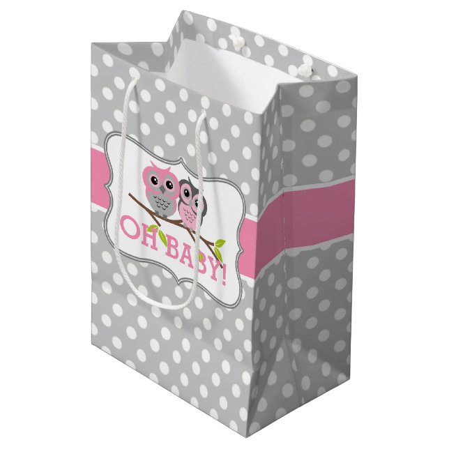 Sac Cadeau Moyen Baby shower de Chouettes adorables (Devant Angle)