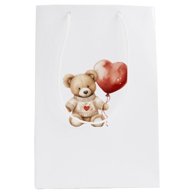 Sac Cadeau Moyen Baby shower de coeur doux et mou en peluche (Devant)