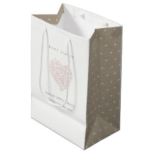 Sac Cadeau Moyen Baby shower de coeur floral doux et brillant