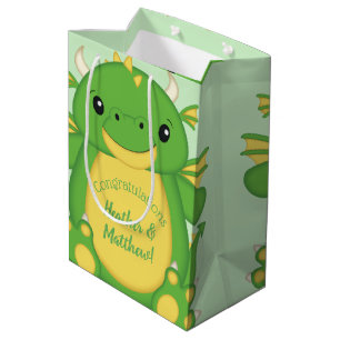 Sac Cadeau Moyen Baby shower de dragon vert