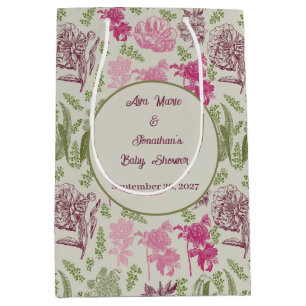 Sac Cadeau Moyen Baby shower de fille Eucalyptus Peony botanique